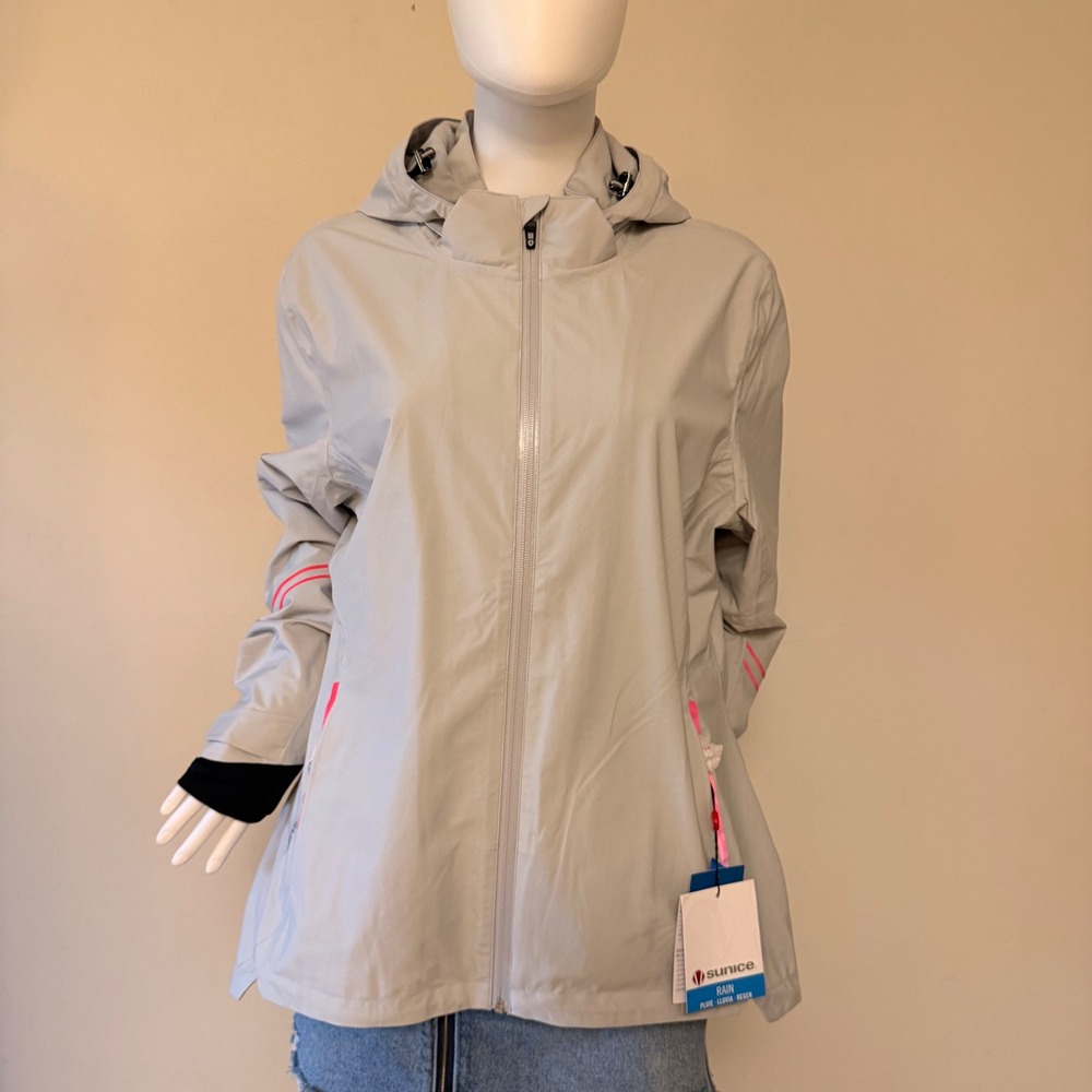 NWT Sunice Womens Robin Hooded Rain Jacket Oyster Pink Zephal Waterproof Size XL